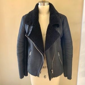 Vegan Shearling and Suede Biker Jacket